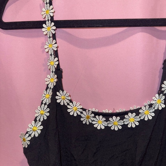 Black Sleeveless Dress with Floral Trim - Picture 6 of 6